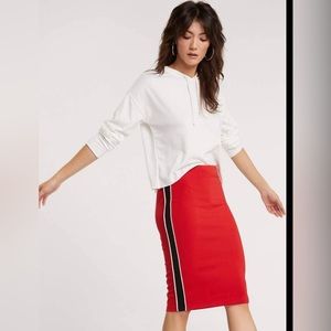 Red Striped Pencil Skirt